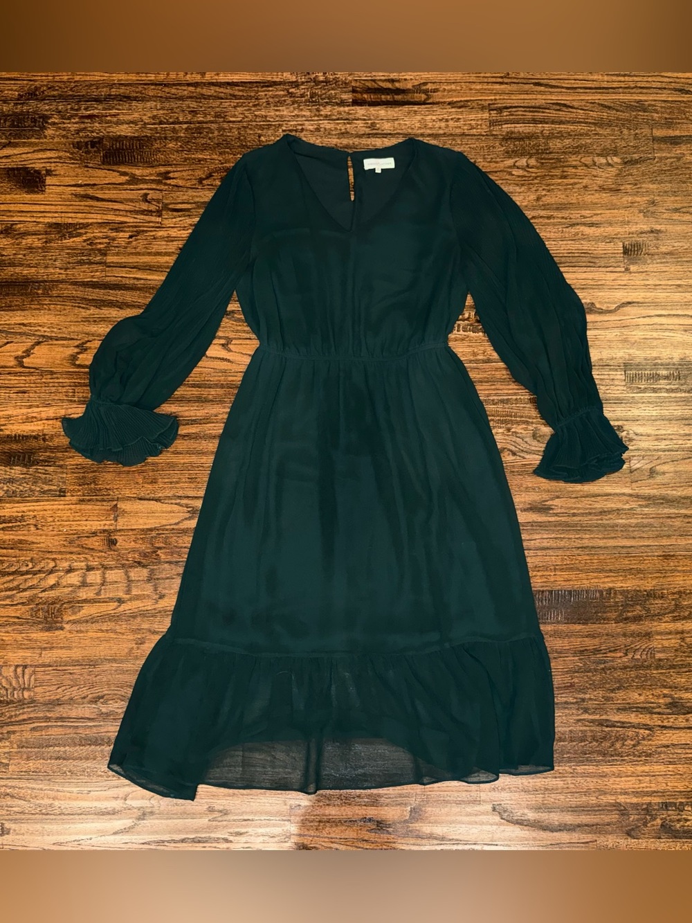 Gibson Latimer Green Ruffle Maxi Long Sleeve Ankle Length Dress Size Medium
